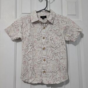 Toddler Button Down Shirt With Dogs Print - 4T